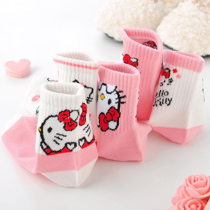 Vớ cotton Xuân Hè Cỡ Vừa In Họa Tiết Hoạt Hình Hello Kitty Dễ Thương Cho Bé Gái