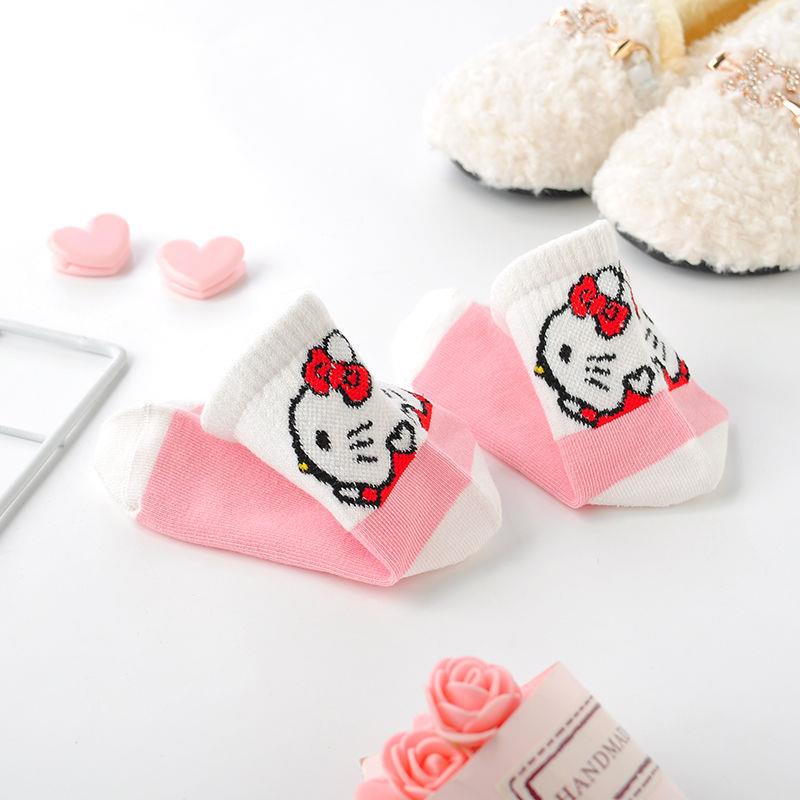 Vớ cotton Xuân Hè Cỡ Vừa In Họa Tiết Hoạt Hình Hello Kitty Dễ Thương Cho Bé Gái