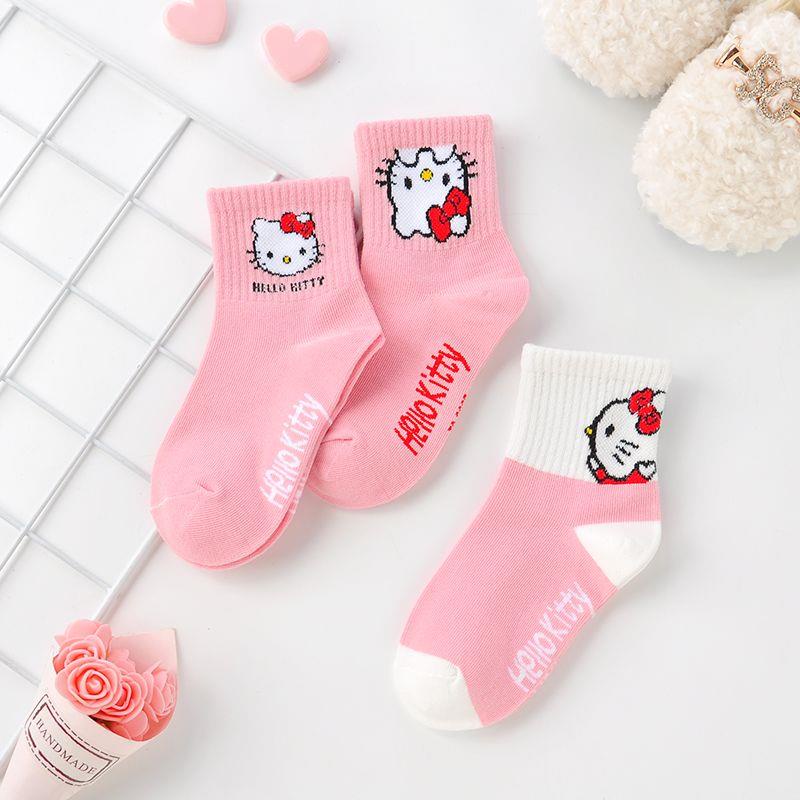 Vớ cotton Xuân Hè Cỡ Vừa In Họa Tiết Hoạt Hình Hello Kitty Dễ Thương Cho Bé Gái
