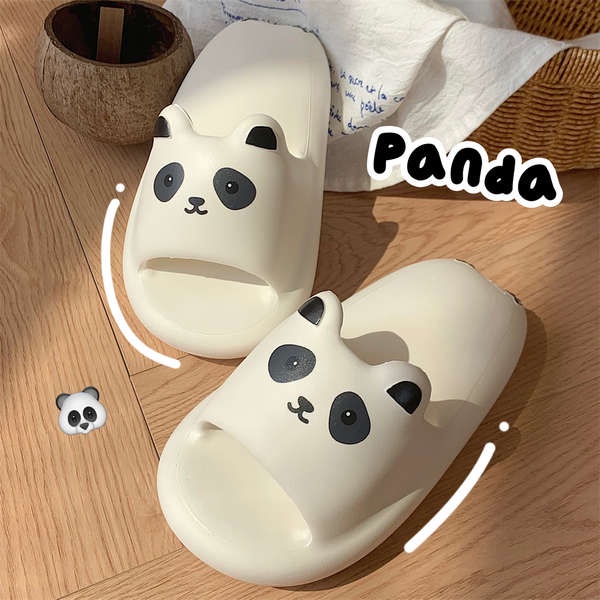 Dép Quai Ngang Đế Dày Chống Trượt Hình Gấu Trúc Dễ Thương