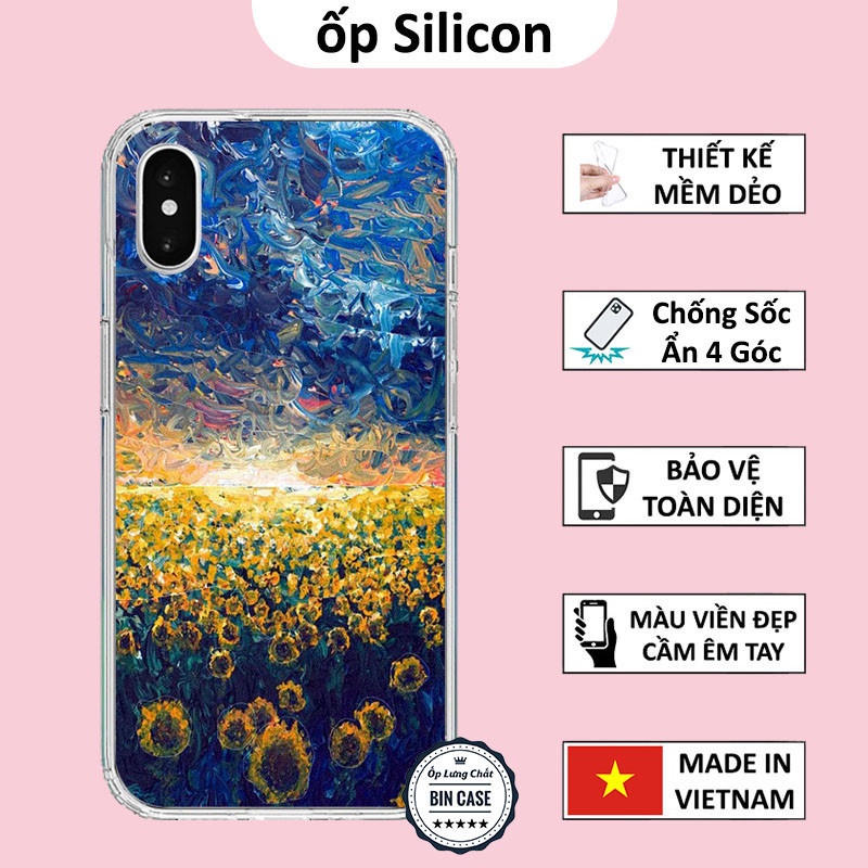 ❤Ốp iPhone Cánh Đồng Hoa Hướng Dương ❤Sơn Dầu Trừu Tượng iphone 14 13 12 11 Pro Max 6 7 8 Plus X Xr Xs Max NGHETHUAT011