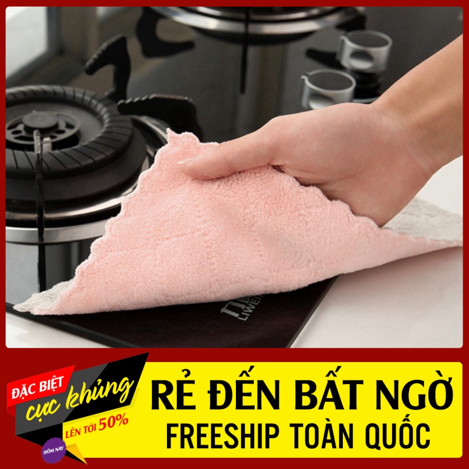 Khăn Lau Chén Bát 2 Màu Đa Năng Siêu Thấm Hút Sợi Vải