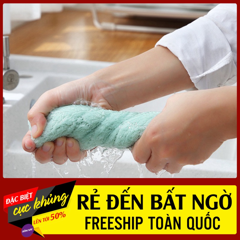 Khăn Lau Chén Bát 2 Màu Đa Năng Siêu Thấm Hút Sợi Vải