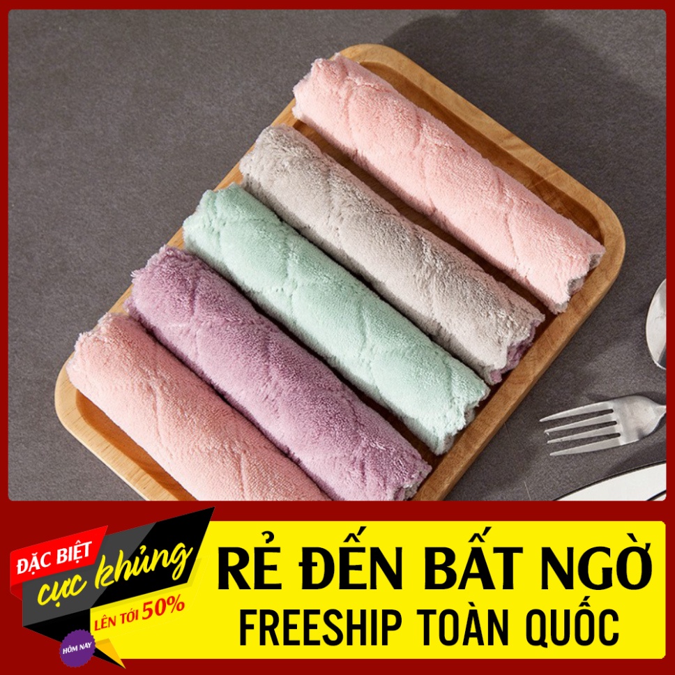 Khăn Lau Chén Bát 2 Màu Đa Năng Siêu Thấm Hút Sợi Vải
