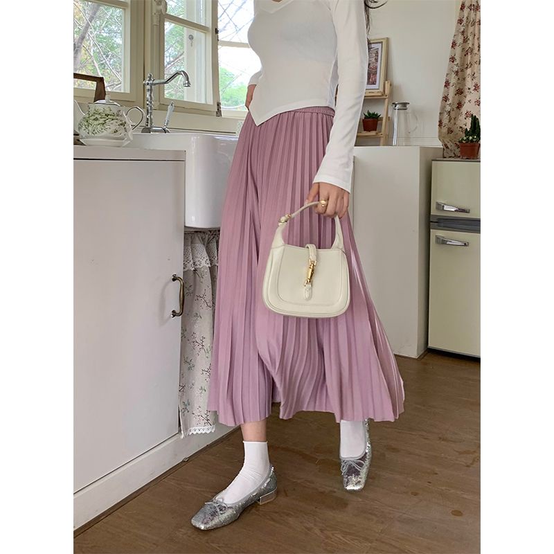 Jiashucheng Chân Váy Chữ a Lưng Cao Xếp Ly Dáng Ôm Thời Trang Mùa Hè Phong Cách Mới Dành Cho Bạn Nữ