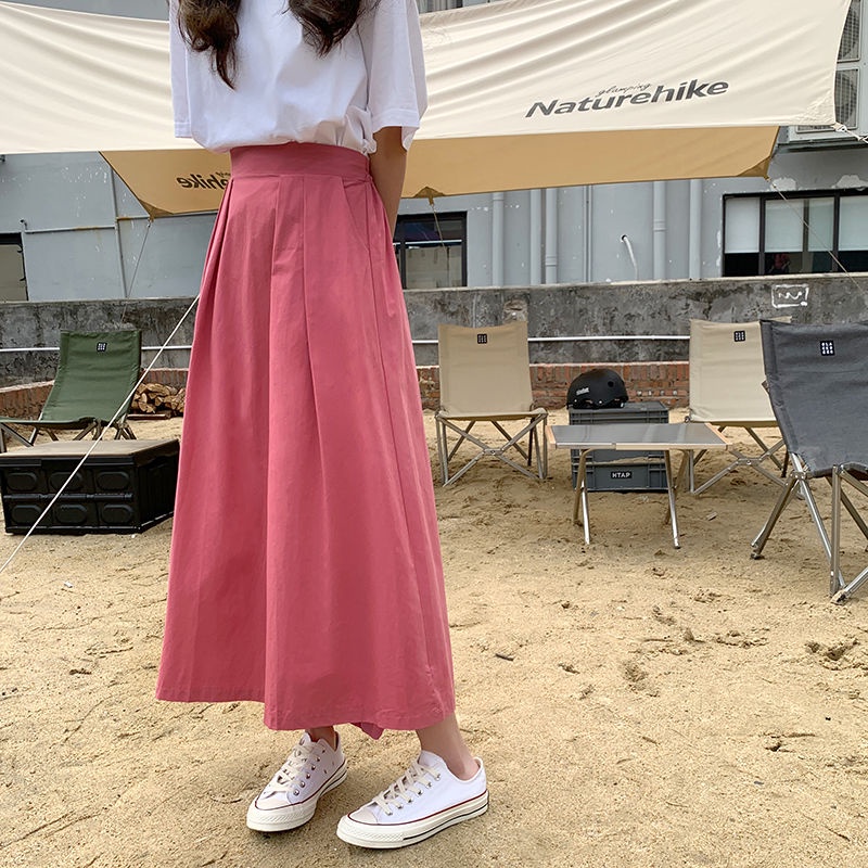 Jiashucheng Chân Váy Dài Dáng Chữ a Lưng Cao Phong Cách Nhật Bản Thời Trang Mùa Hè Hàng Mới Dành Cho Bạn Nữ