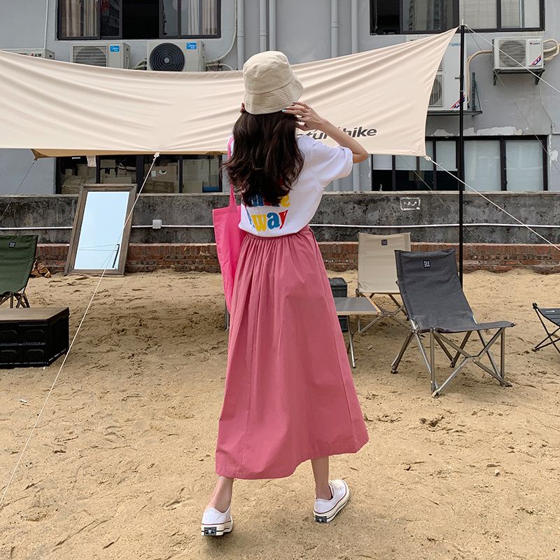 Jiashucheng Chân Váy Dài Dáng Chữ a Lưng Cao Phong Cách Nhật Bản Thời Trang Mùa Hè Hàng Mới Dành Cho Bạn Nữ