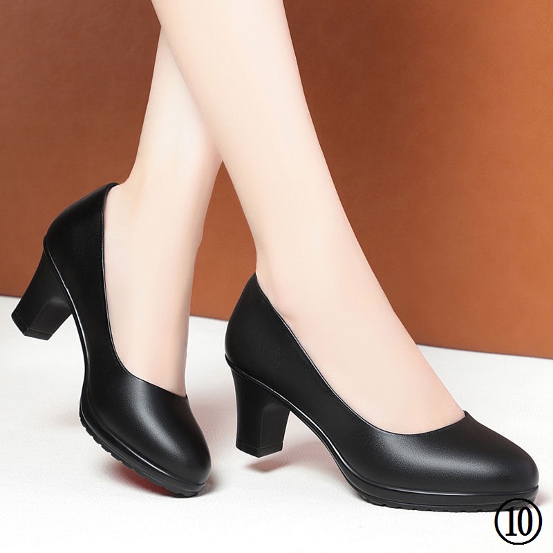 Giày Cao Gót Đế Dày Mũi Tròn Thoải Mái Thời Trang Công Sở Cho Nữ