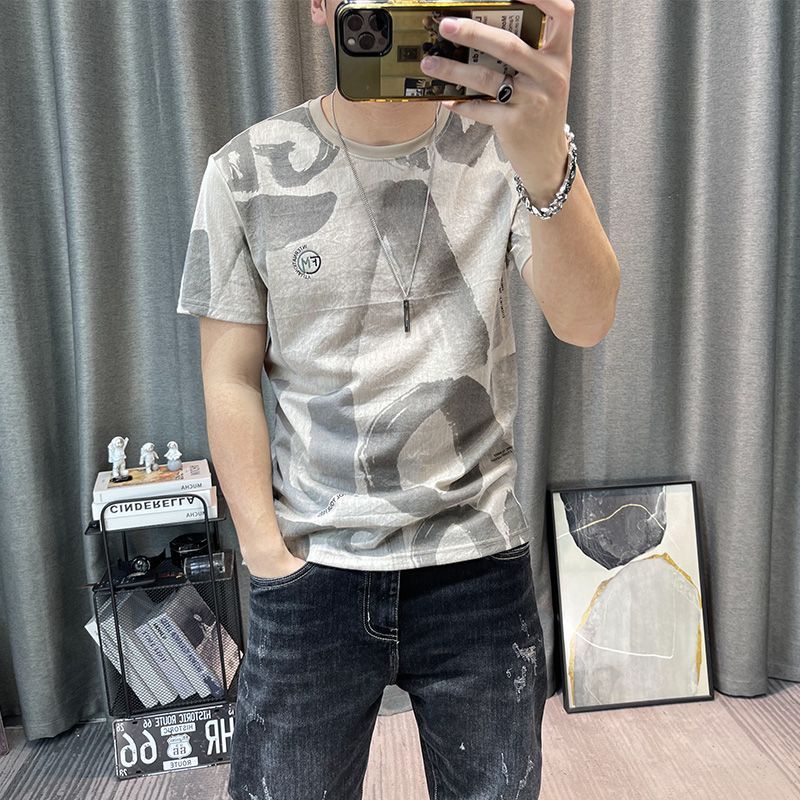 Hàng Có Sẵn! Hàng Có Sẵn!Áo Thun Cotton Lanh Mùa Hè Tay Lửng In Họa Tiết Mới Cho Nam