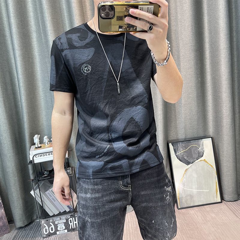 Hàng Có Sẵn! Hàng Có Sẵn!Áo Thun Cotton Lanh Mùa Hè Tay Lửng In Họa Tiết Mới Cho Nam