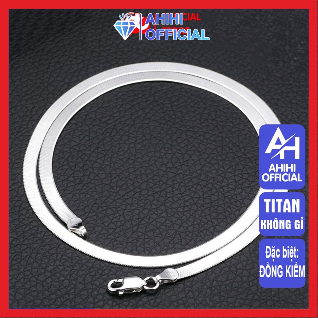 Dây chuyền nam titan cao cấp đẹp sang trọng thép không gỉ dây mì dẹp PT JEWELRY kích cỡ 3mm màu trắng PTDCNA43