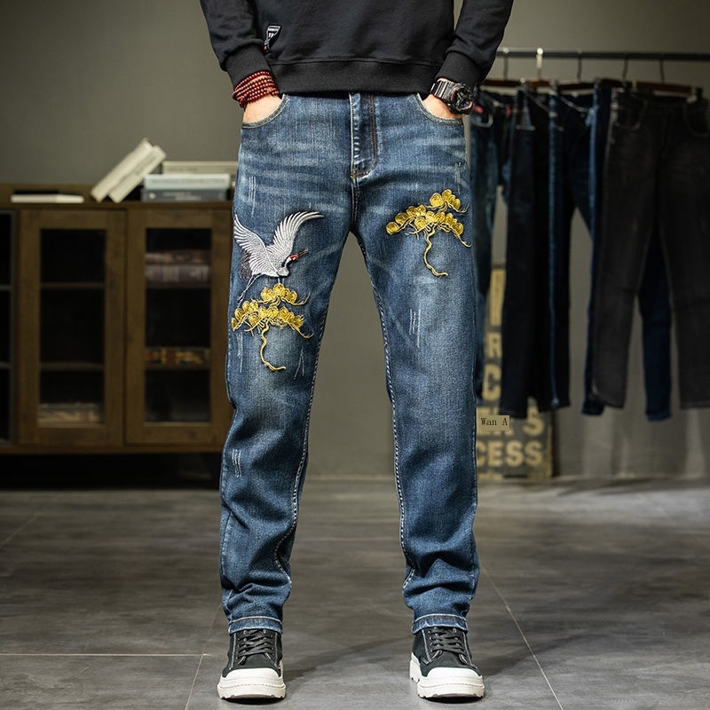 Quần jeans Dài Thêu Họa Tiết Thời Trang Dành Cho Nam
