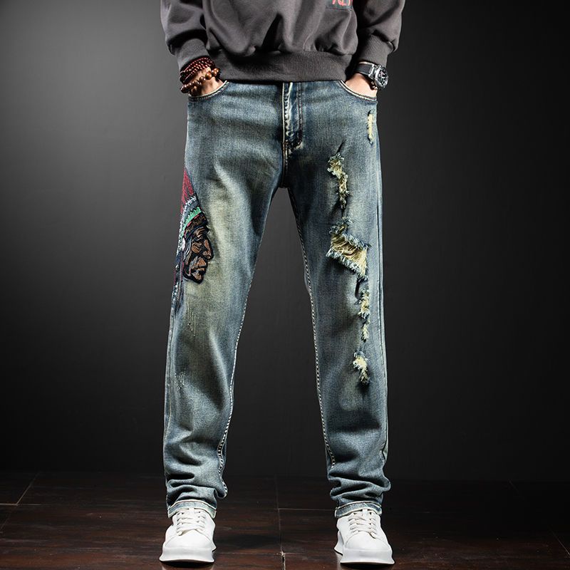 Quần jeans Dài Thêu Họa Tiết Thời Trang Dành Cho Nam