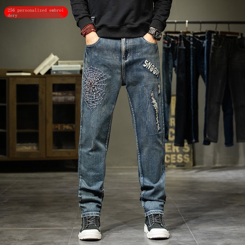 Quần jeans Dài Thêu Họa Tiết Thời Trang Dành Cho Nam