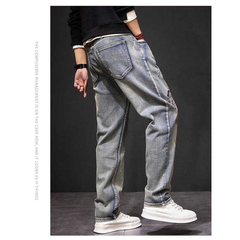 Quần jeans Dài Thêu Họa Tiết Thời Trang Dành Cho Nam