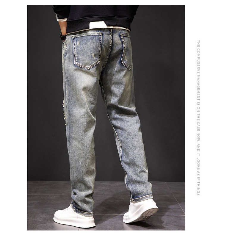 Quần jeans Dài Thêu Họa Tiết Thời Trang Dành Cho Nam
