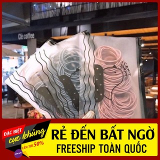 Set 100 dây buộc tóc trơn kèm túi zip siêu xinh