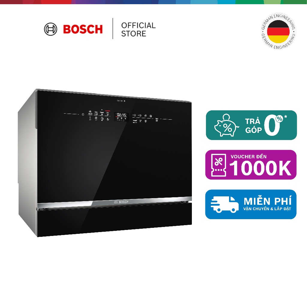 [Mã ELJBP12 giảm 12% đến 3tr] Máy Rửa Chén Bát Để Bàn 6 Bộ Bosch SKS68BB008 - Series 6 (55cm)-Hàng chính hãng