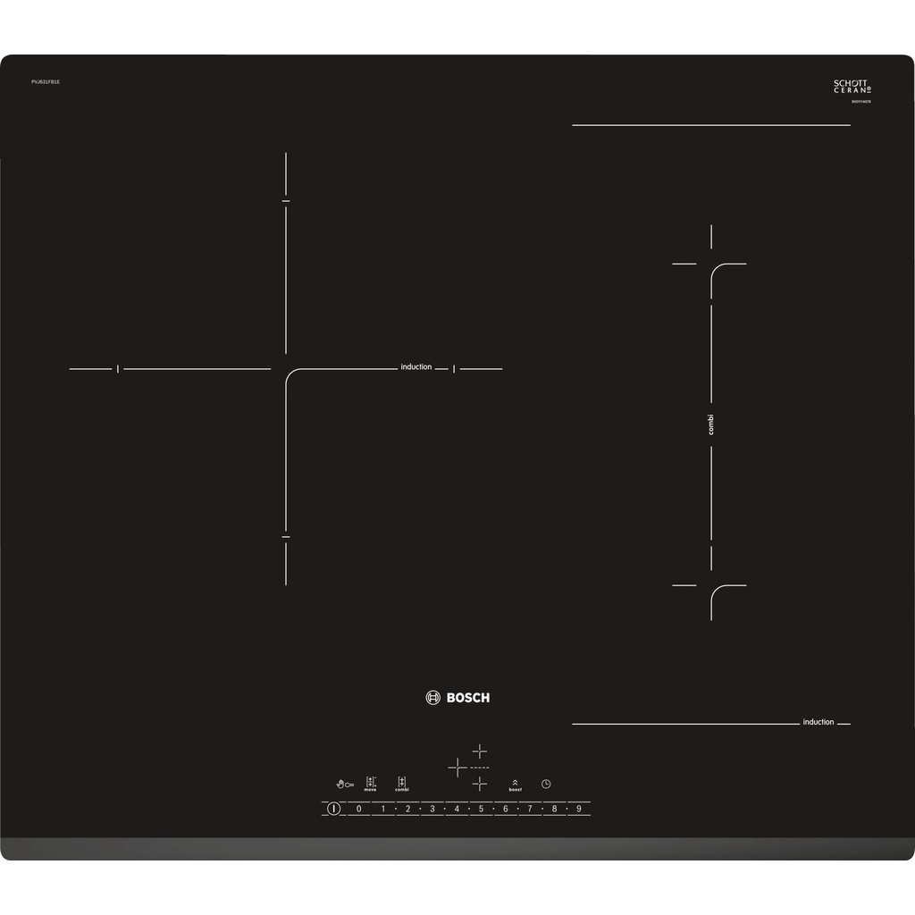 Bếp từ Bosch 3 vùng nấu PVJ631FB1E - Series 6  - Hàng chính hãng