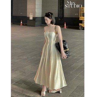 Đầm xoè dáng dài hai dây trơn basic siêu hot 2023 cc138 hỏa tốc gar