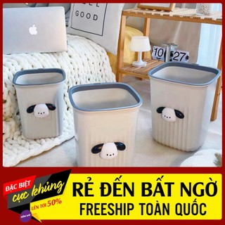 Thùng đựng rác mini để văn phòng/phòng ngủ đính hình chú chó xinh xắn nhiều kích thước