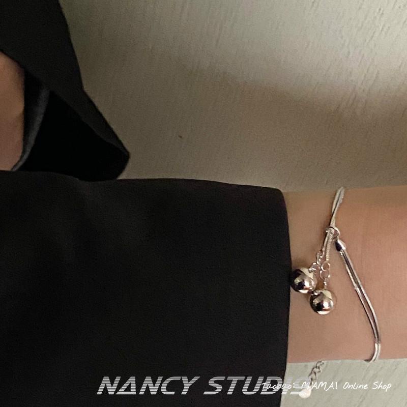 Vòng Tay Mạ Bạc 925 Đính Chuông Đơn Giản Nhiều Màu Sắc Phong Cách Nhật Hàn