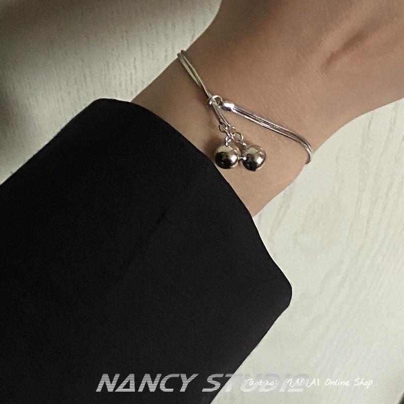 Vòng Tay Mạ Bạc 925 Đính Chuông Đơn Giản Nhiều Màu Sắc Phong Cách Nhật Hàn