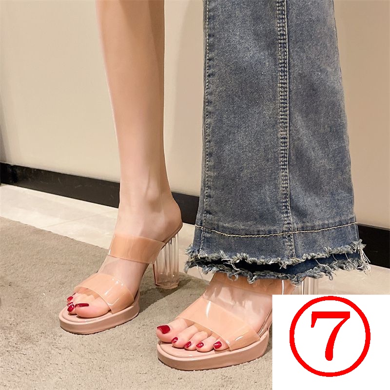 Giày Cao Gót Sandal Quai Trong Suốt Chống Thấm Nước Thời Trang Mùa Hè Dành Cho Nữ