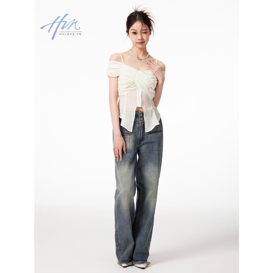 Áo Kiểu Trễ Vai Dáng Ôm Phong Cách Thời Trang Mỹ Dành Cho Nữ