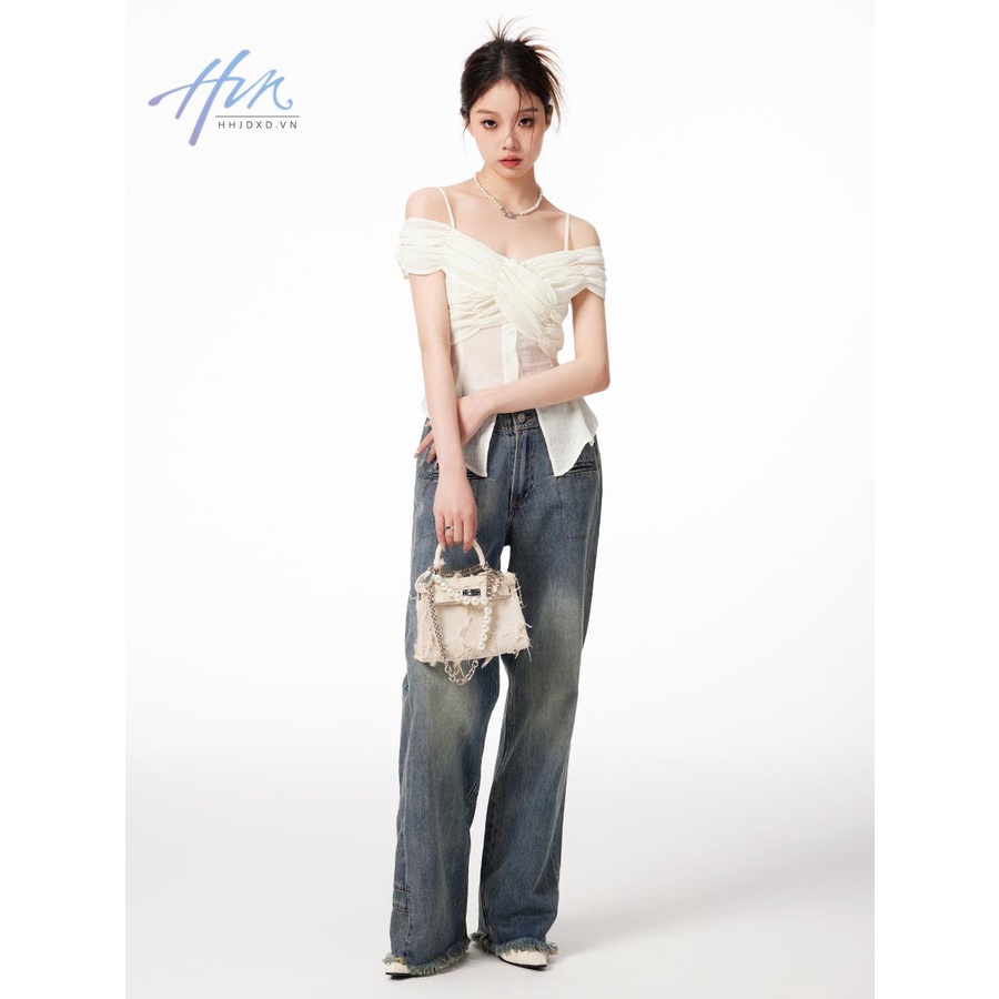 Áo Kiểu Trễ Vai Dáng Ôm Phong Cách Thời Trang Mỹ Dành Cho Nữ