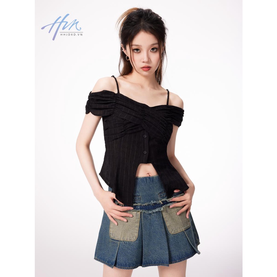 Áo Kiểu Trễ Vai Dáng Ôm Phong Cách Thời Trang Mỹ Dành Cho Nữ