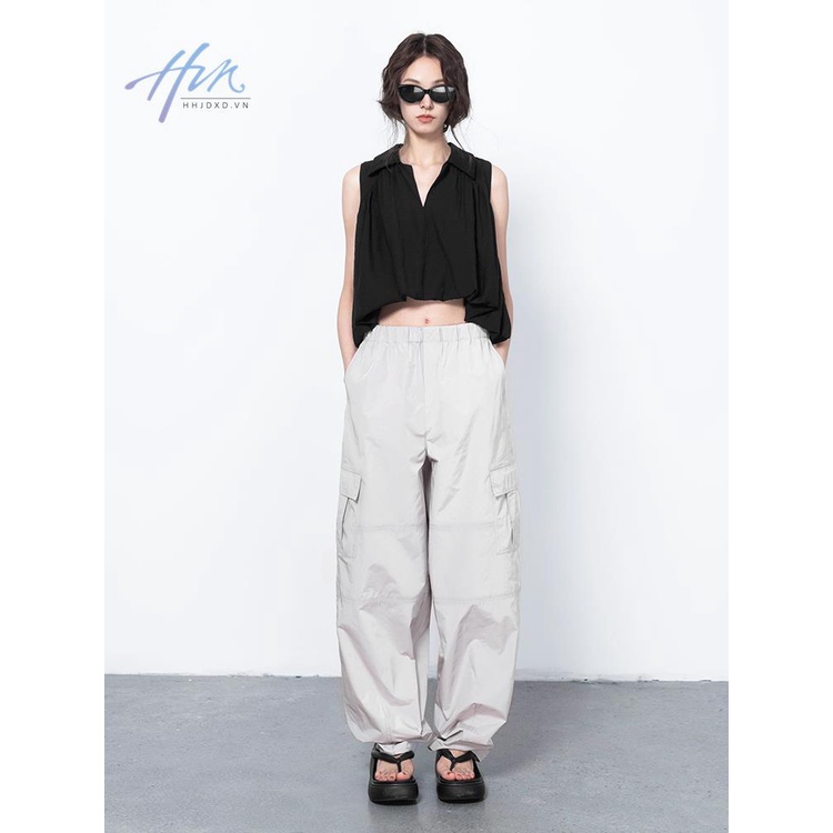 Hàng Mới Về Mới Áo Sơ Mi Mỏng Không Tay Dáng Suông Xếp Ly Đơn Giản Dễ Phối Đồ Mùa Hè