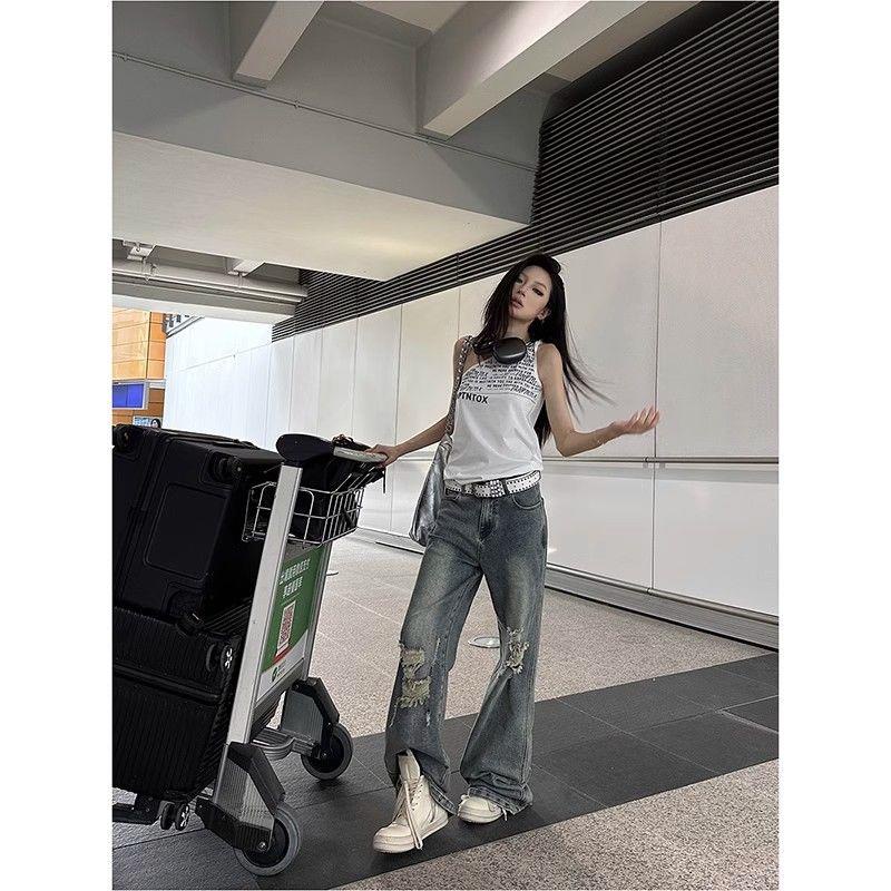 Áo Thun Không Tay In Chữ Phong Cách Mới Cho Nữ