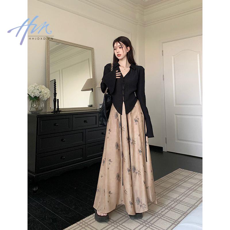 Bộ Áo Phối Ruy Băng + Chân Váy Dài Lưng Cao Phong Cách Trung Hoa Thời Trang Mùa Hè 2023