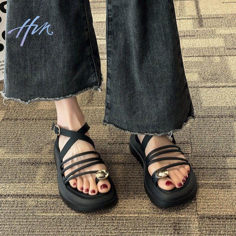 Sandal Cao Gót Hở Ngón Quai Chéo Màu Đen Thời Trang Mùa Hè 2023 Phong Cách Pháp Cho Nữ