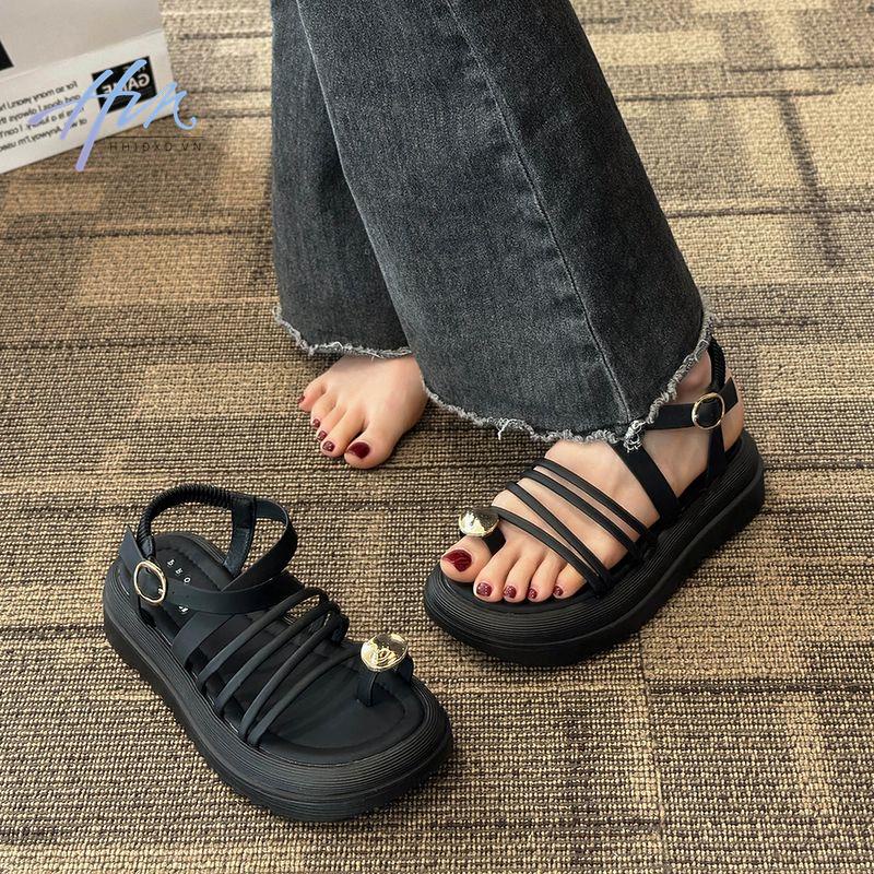 Sandal Cao Gót Hở Ngón Quai Chéo Màu Đen Thời Trang Mùa Hè 2023 Phong Cách Pháp Cho Nữ