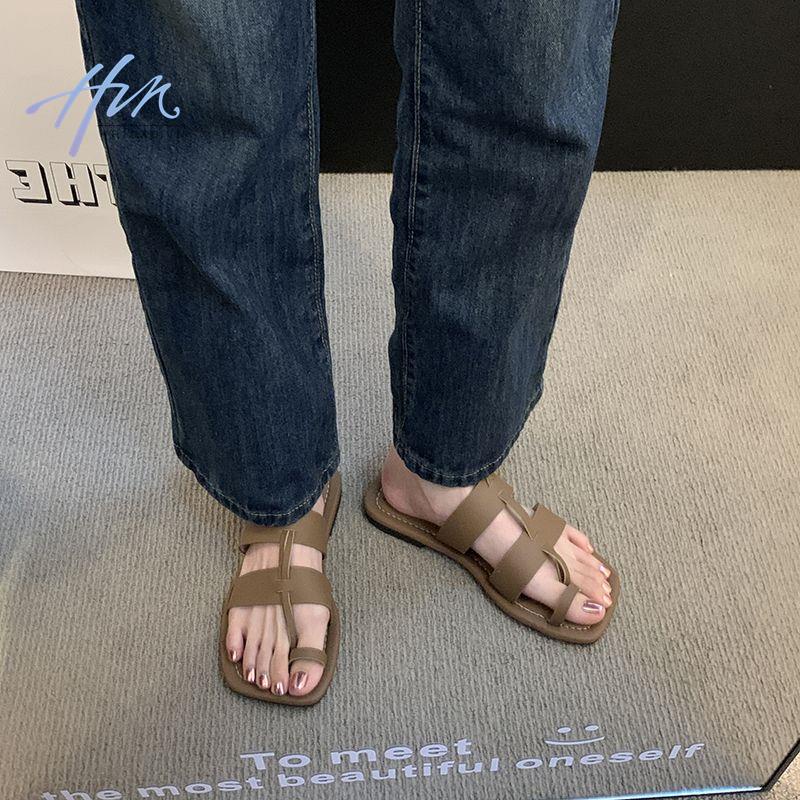 Dép Sandal Đế Bằng Mũi Vuông Phong Cách Roman Mẫu Mới 2023 Thời Trang Xuân Hè Cho Nữ
