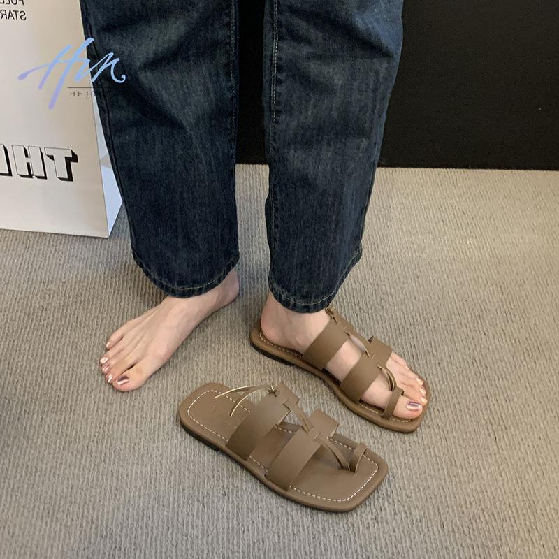 Dép Sandal Đế Bằng Mũi Vuông Phong Cách Roman Mẫu Mới 2023 Thời Trang Xuân Hè Cho Nữ