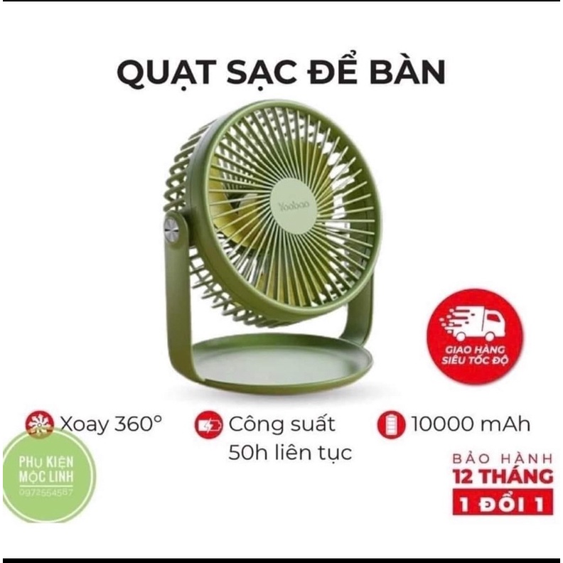 QUẠT YOOBAO F2 PRO ĐỂ BÀN PIN SIÊU KHỦNG CHO DÂN VĂN PHÒNG LIÊN TỤC 62 GIỜ