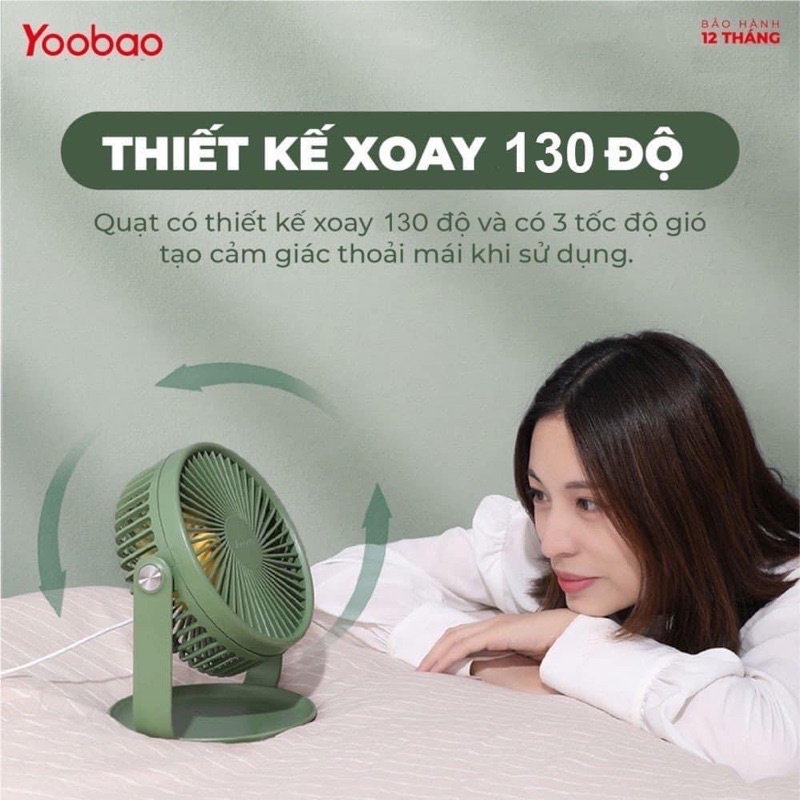 QUẠT YOOBAO F2 PRO ĐỂ BÀN PIN SIÊU KHỦNG CHO DÂN VĂN PHÒNG LIÊN TỤC 62 GIỜ