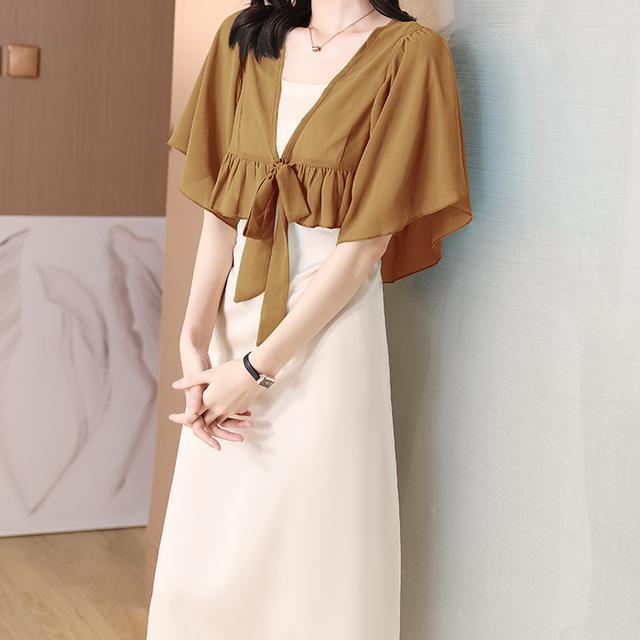 Áo Khoác Cardigan Chiffon Mỏng Dáng Ngắn Thời Trang Nữ