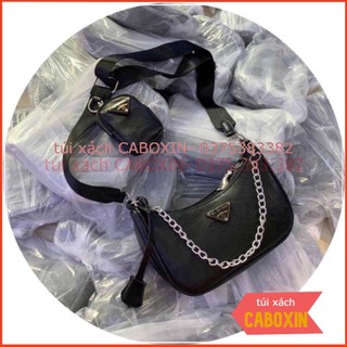 túi xách 2in 1 nữ prada kèm ví nhỏ dây bản to phong cách  -CABOXIN tuyển sỉ toàn quốc