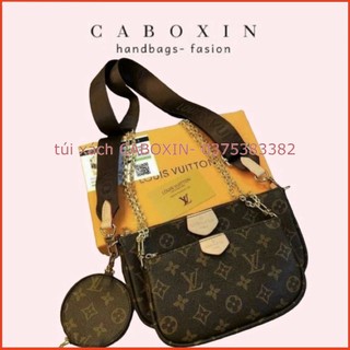 tưi xách nư  đeo  chéo xét 3 món in họa tiết dây bản to cá tính -CABOXIN tuyển sỉ toàn quốc