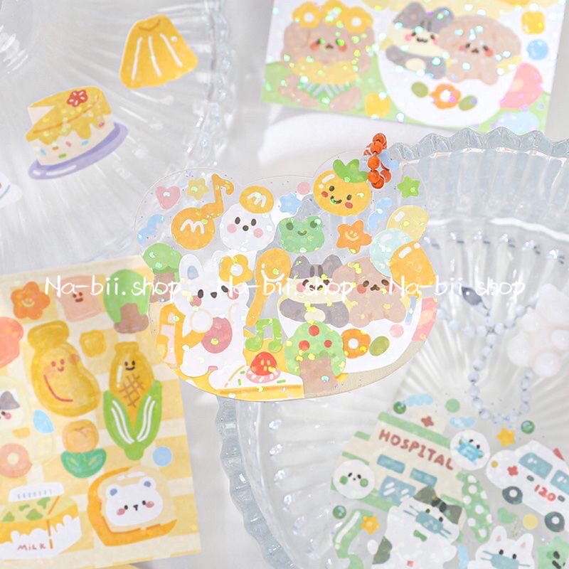 Sticker hình dán trang trí toploader móc chìa khoá gói 10c