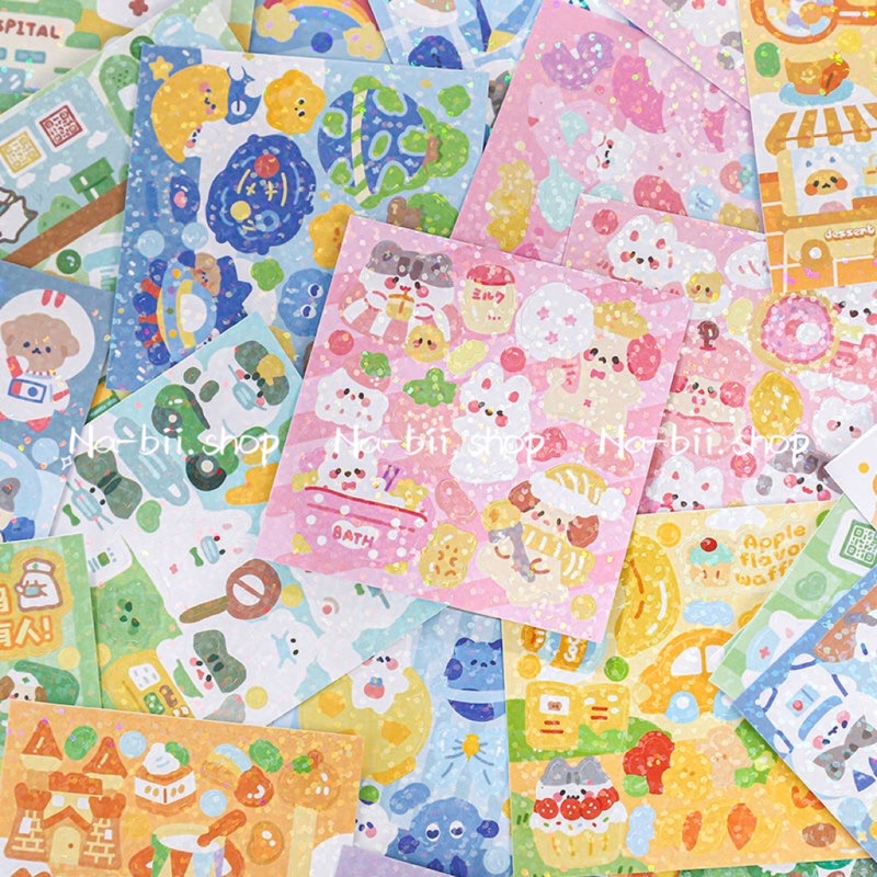 Sticker hình dán trang trí toploader móc chìa khoá gói 10c