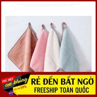Khăn lau tay sợi len có móc treo tiện dụng
