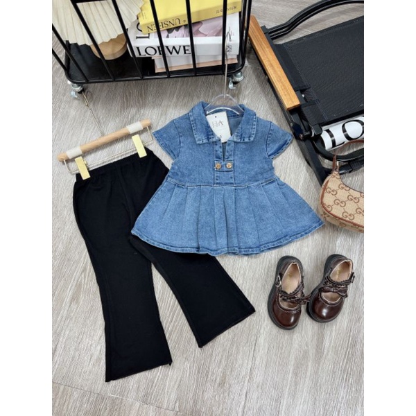 10-20kg set bộ áo denim quần thun cotton siêu xinh