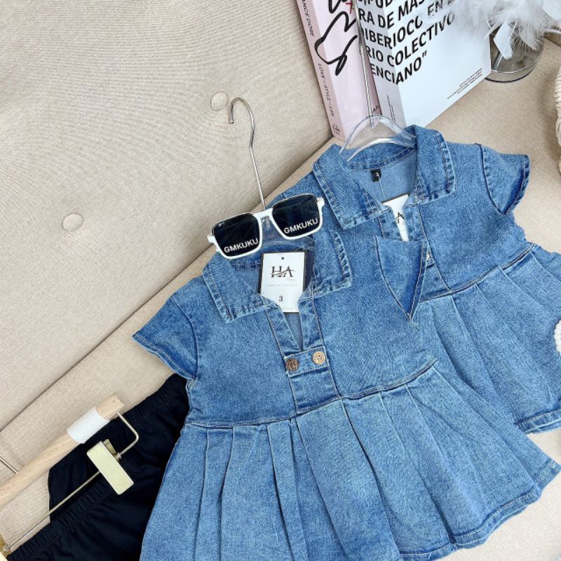 10-20kg set bộ áo denim quần thun cotton siêu xinh