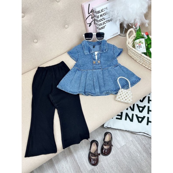 10-20kg set bộ áo denim quần thun cotton siêu xinh