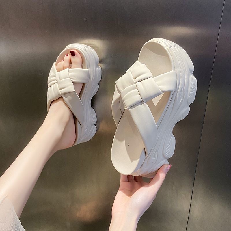 Dép đế bánh mì quai đan 7cm